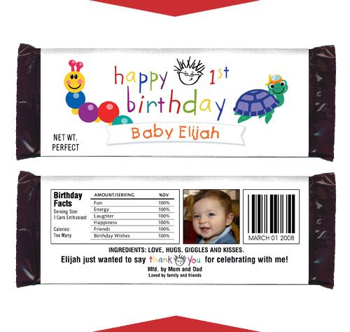 BABY 1st First Birthday Party Favors Candy Wrappers  