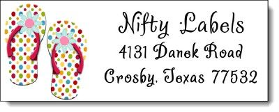 POLKA DOT FLIP FLOPS #4 LASER RETURN ADDRESS LABELS  