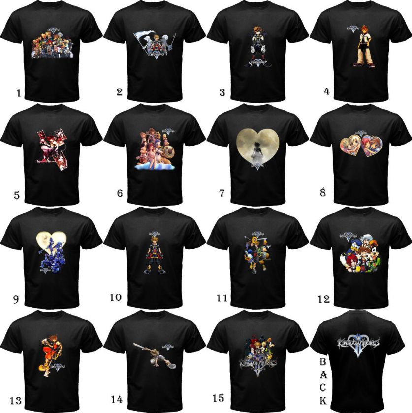 KINGDOM HEARTS II BLACK T SHIRT (15 DESIGN)  