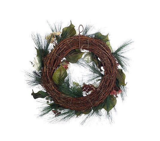 24 Glitter Hydrangea & Pine Christmas Wreath Valerie Parr Hill  