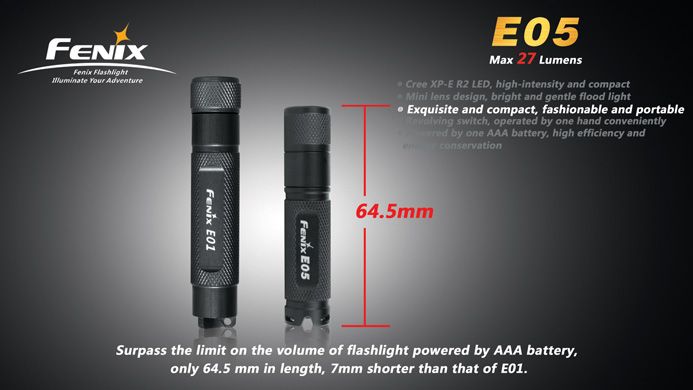 Fenix E05 Cree R2 Led 27 LM AAA Mini Flashlight Torch  