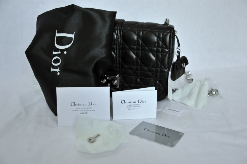   DIOR Black SM *MISS DIOR* Quilted Long Chain Flap Bag Handbag NEW+TAGS