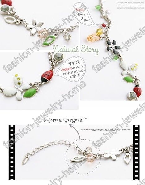 Fashion Glass Crystal Rhinestone Ladybug Butterfly Flower Charm 