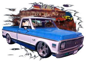 You are bidding on 1 1972 Blue Chevy Pickup Truck c Custom Hot Rod 