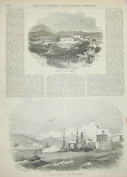 Vera Cruz Mexico Harbor City View of Jalapa 1855 Print  