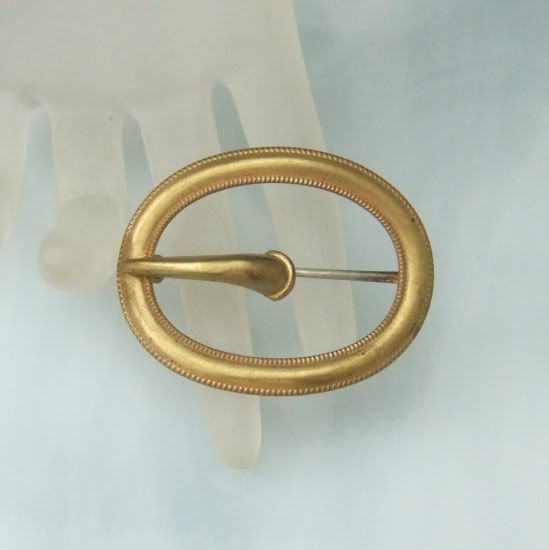 Fishel Nessler Gilt Victorian Buckle Sash Pin Brooch  