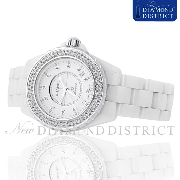 WHITE CERAMIC CHANEL J12 DIAMOND DIAL 38MM H1629 WATCH sku7  