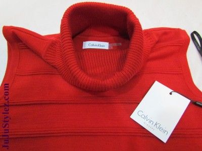   Klein Sleeveless Turtleneck Red Stretch Knit Dress Size M L  