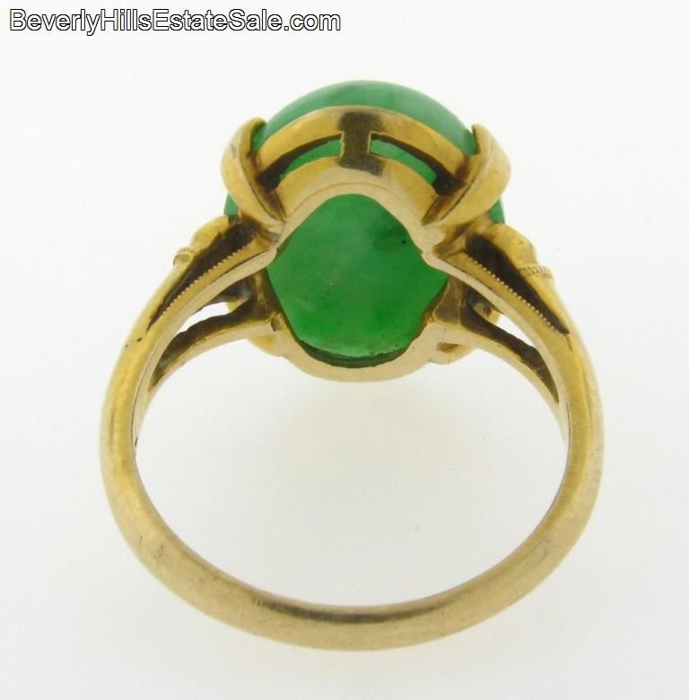 Vintage 14k Yellow Gold Jadeite Ring  