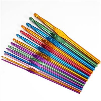   of 14pcs multicolour Aluminum Crochet Hooks Needles 2   10mm  