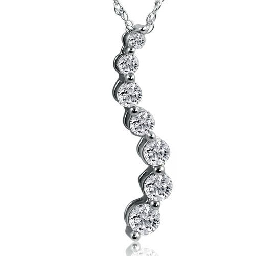 2ct Journey Diamond Pendant, White Gold Necklace 18  