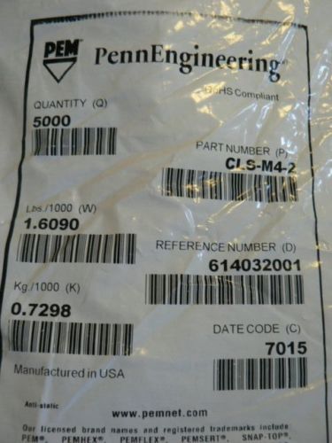 5000 pcs. PEM CLS M4 2 Self Clinch S.S.   Penn Eng  