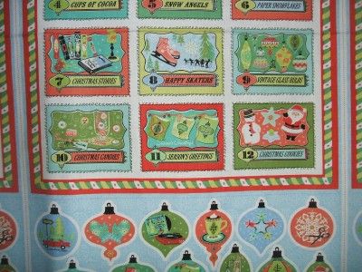 Northcott Retro 12 Joys Days Christmas Fabric Panel New  