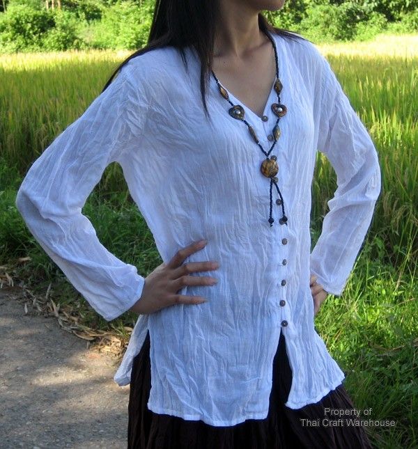 Breezy Open Ladies Light Summer Cotton Shirt White 2XL  