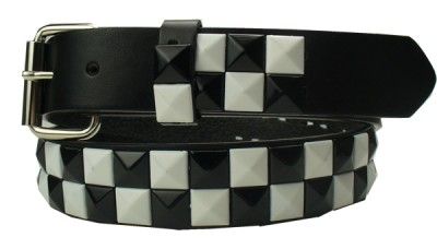   BELT 2 Row Black Blue Pyramid Studded Two Stud Snap On kids M  