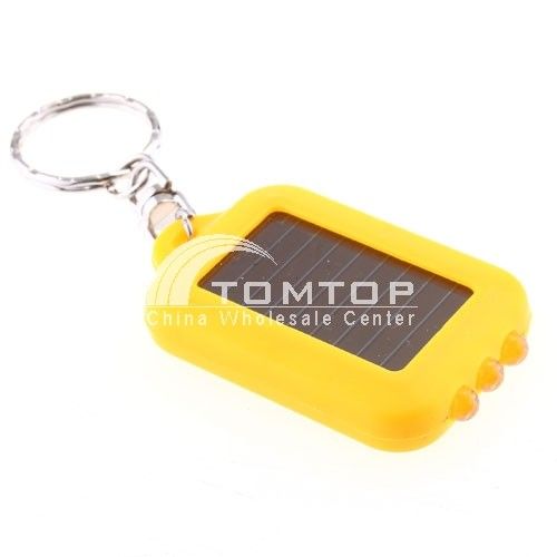 Mini 3 LED Solar Powered Flashlight Torch Keychain  