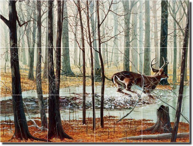 Binks Deer Wildlife Lodge Art Decor Ceramic Tile Mural  