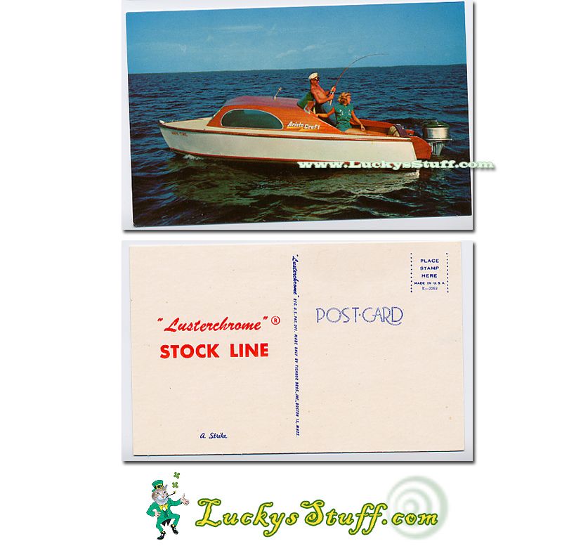 ARISTOCRAFT Boat c1950 POSTCARD Wood FISHING Aristo Craft  