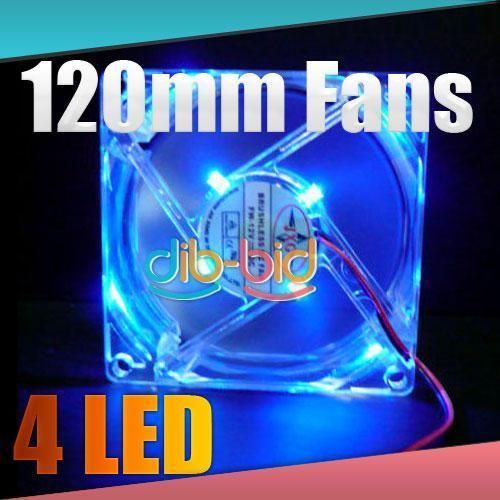 120mm Fans 4 LED Blue for Computer PC Case Cooling  