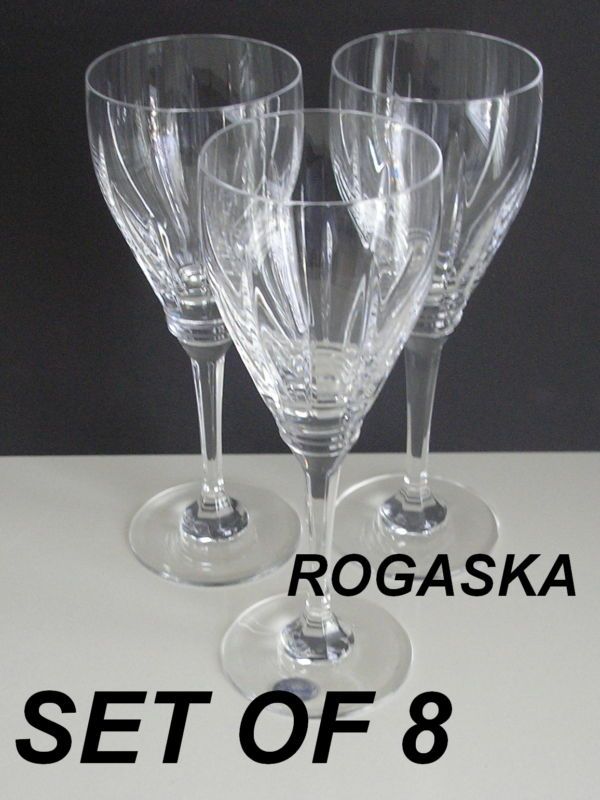 MILLER ROGASKA CUT CRYSTAL WINE GOBLETS Set of 8  