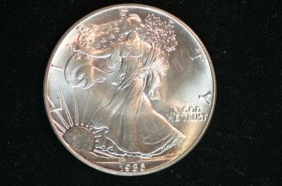 1986 AMERICAN EAGLE ONE TROY OZ 999 PURE SILVER COIN  