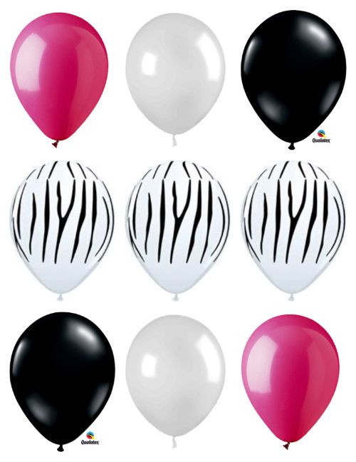 20 Safari Jungle Party ZEBRA PINK/WHITE/BLACK Balloons  