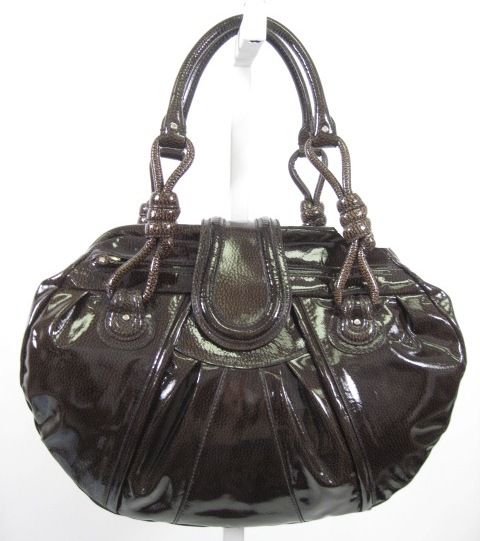 NWT LOEFFLER RANDALL Chocolate Hattie Pat Lther Handbag  