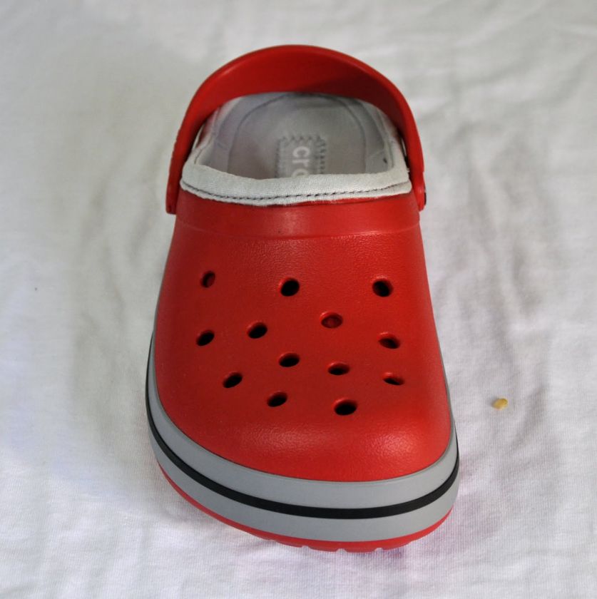 Crocs Crocband Lined Red Silver Shoes M6/W8 NWT  