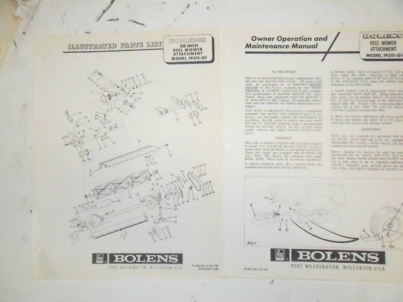 Original Bolens Estate Keeper 30 Reel Mower Manual  