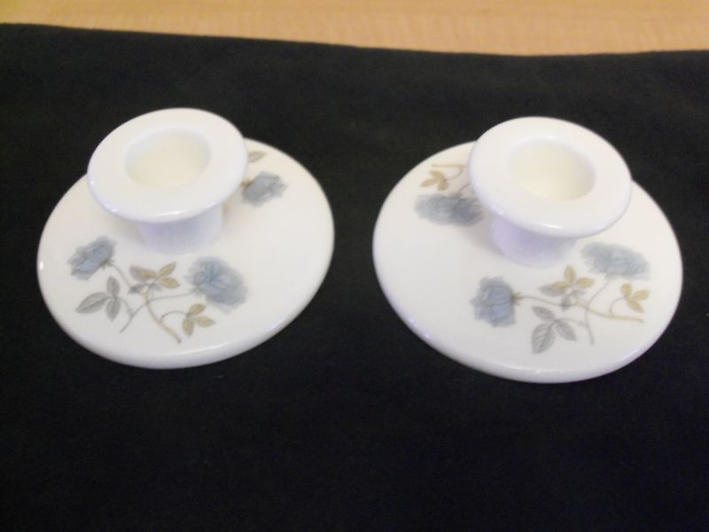 WEDGWOOD Bone China Ice Rose Candlestick Holders NEW  