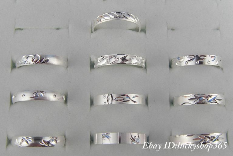 wholesale 10pcs mixed style S80 silver rings III 8 11  