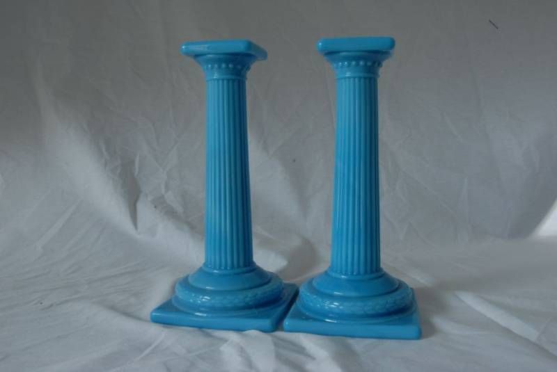 Cambridge Azurite Doric Candlesticks Two Circa 1920s  