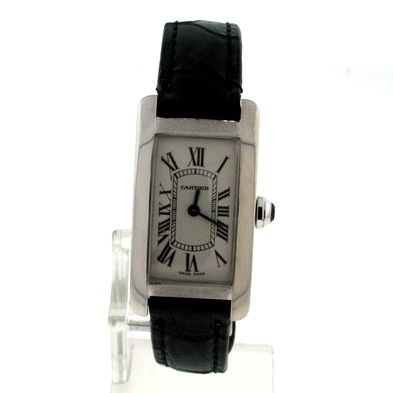 Cartier Tank American 18k White Gold Ladies Watch  