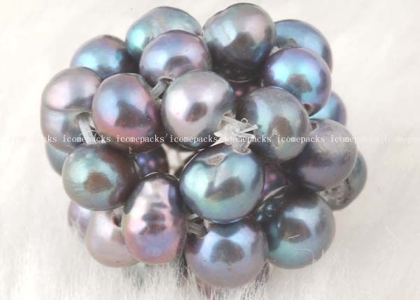 10pcs handcraft black round freshwater pearl beads  