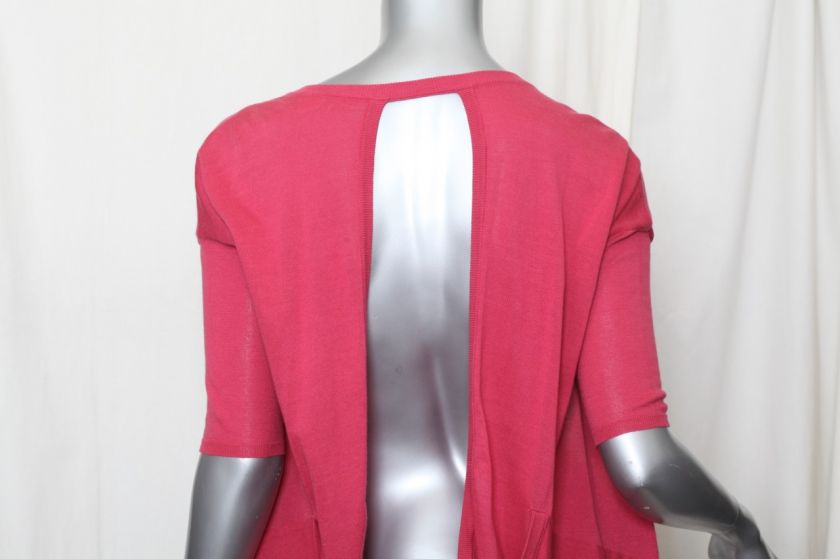 ALEXANDER MCQUEEN Coral Open Slit Back Draped Knit Sweater Jacket  Top 