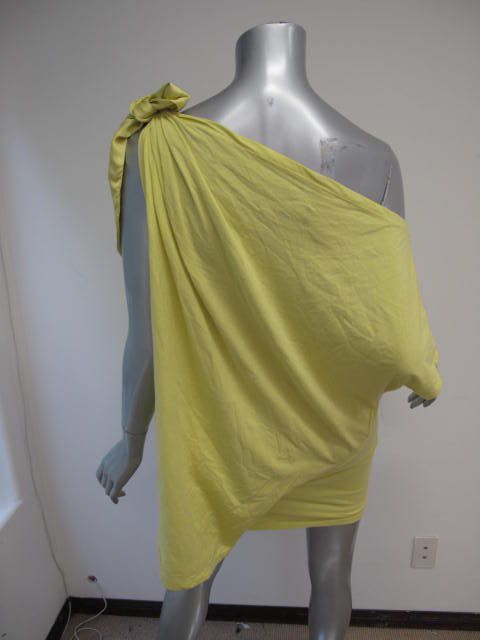 Robert Rodriguez Neon Yellow Tie Sleeve Boat Neck Fitted Bottom Top M 