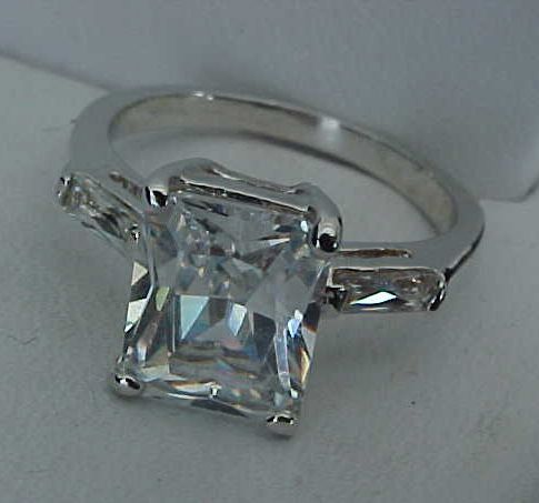 00 carat RADIANT Emerald cut SOLITAIRE cz WEDDING White Gold ep Ring 