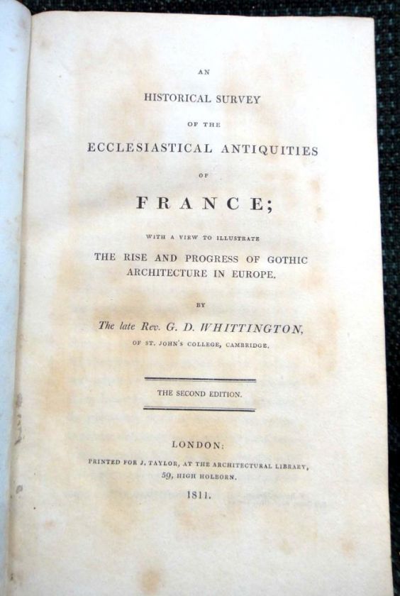 1811 antique FRENCH GOTHIC ARCHITECTURE whittington ★  