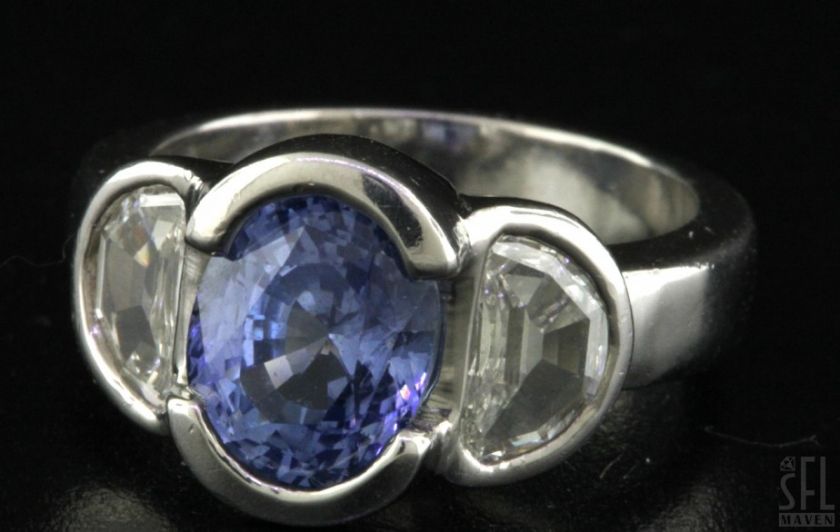 HEAVY PLATINUM 5.45CTW VS2/H DIAMOND/CEYLON SAPPHIRE COCKTAIL RING 