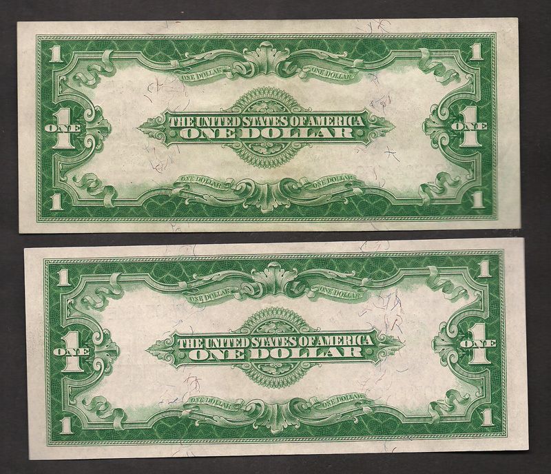 CONSEC PAIR $1 1923 SC==TWO NOTES==$1 1923 SC==GEM CU+  