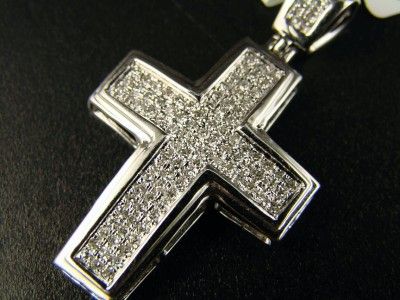 10K MENS LADIES MINI DIAMOND CROSS CHARM PENDANT .85 CT  