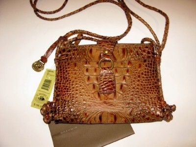 NEW BRAHMIN Mokito Pecan Melbourne Cross Body Croc Embossed Handbag $ 