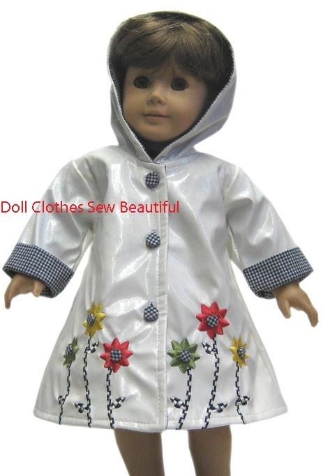 18 Inch Doll Clothes Embroidered W/ Flowers Raincoat  