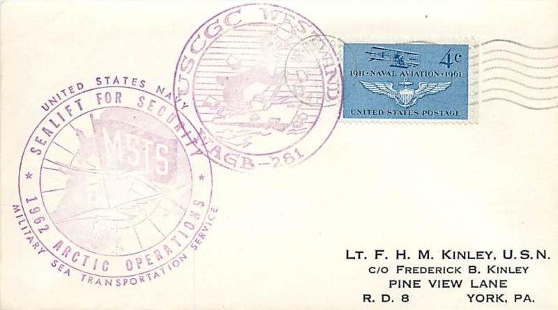 US   1962 Arctic Cover   APO 23   USCGC Westwind   MSTS  