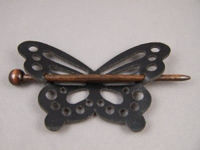 Butterfly faux leather slide hair pin stick barrette  