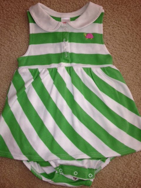 GYMBOREE~TENNIS MATCH GREEN STRIPED SUMMER DRESS/ROMPER~sz.3T  