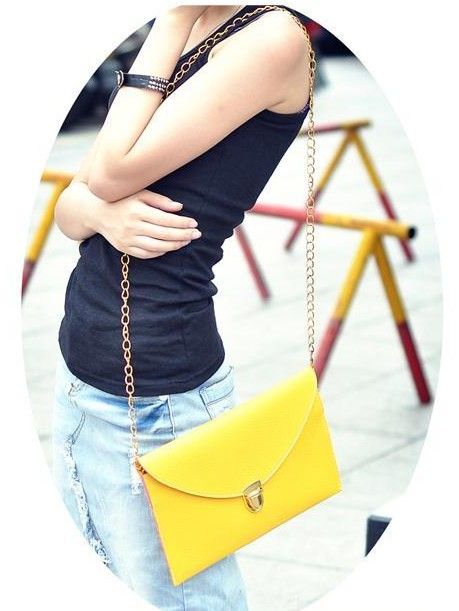 Womens elegant Envelope Clutch golden Chain Purse HandBag Shoulder 