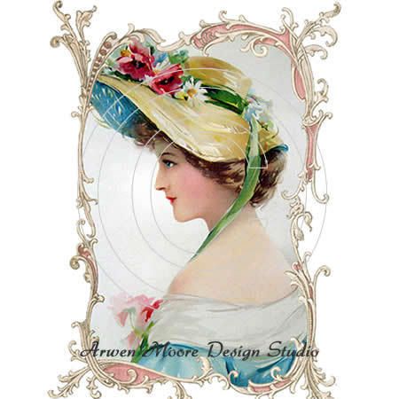 Shabby Victorian Lady Vintage Chic Decals AMDS vw 23  