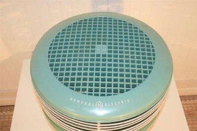   General Electric Mint Green 3 Speed Floor Hassock Dual Blade Stool Fan