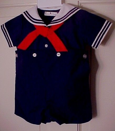 Petit Ami 2576 2Pc Navy Sailor Suit NWT 3, 6, 9 M  